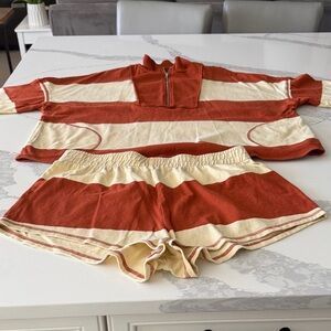 Free People! Retro Rugby Striped Shorts Set